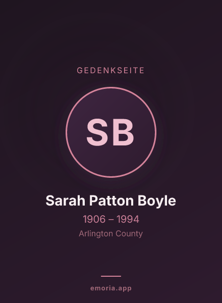 Gedenkportrait von Sarah Patton Boyle