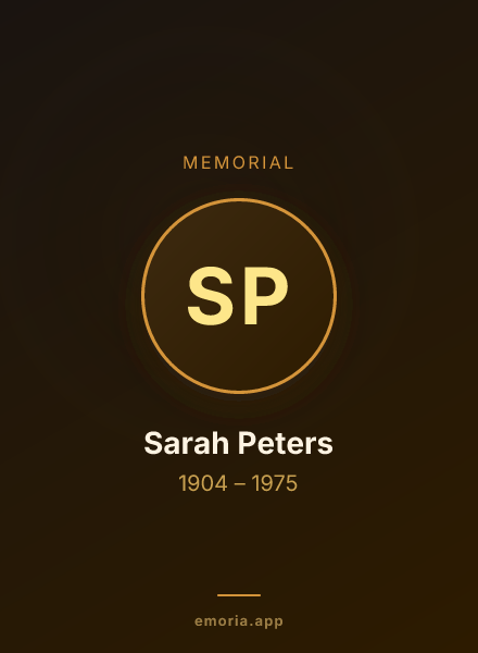 Memorial portrait of Sarah Peters
