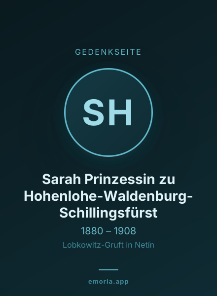 Gedenkportrait von Sarah Prinzessin zu Hohenlohe-Waldenburg-Schillingsfürst