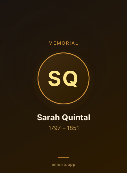 Memorial portrait of Sarah Quintal