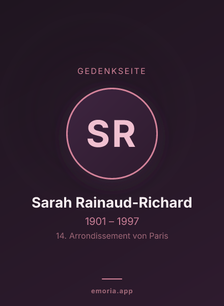Gedenkportrait von Sarah Rainaud-Richard