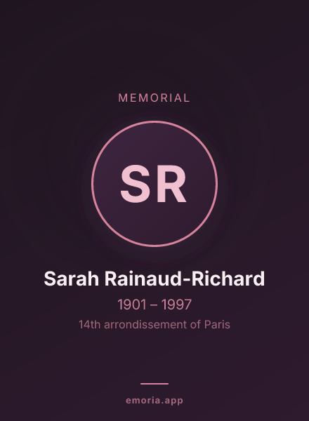 Memorial portrait of Sarah Rainaud-Richard