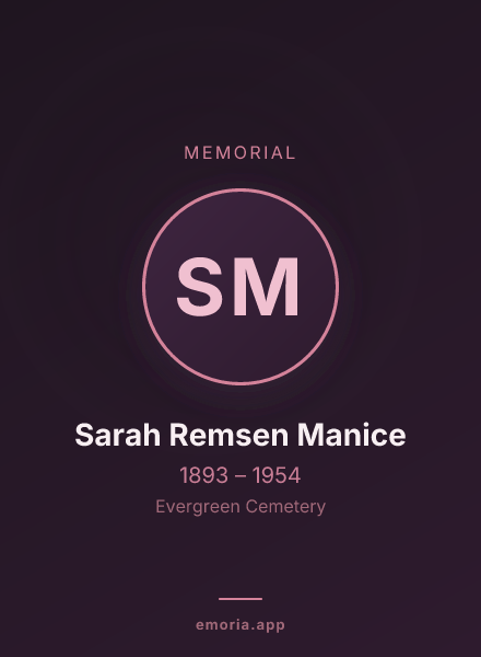 Memorial portrait of Sarah Remsen Manice