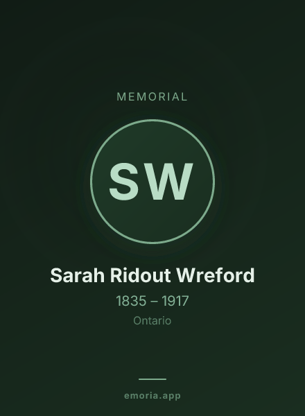 Memorial portrait of Sarah Ridout Wreford