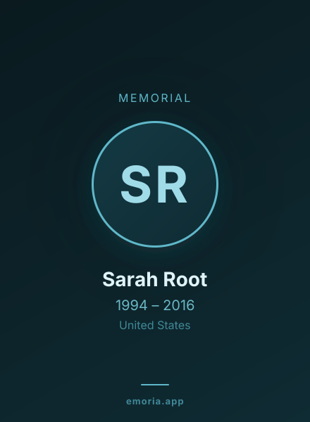 Memorial portrait of Sarah Root