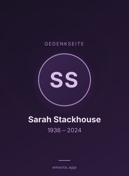 Gedenkportrait von Sarah Stackhouse