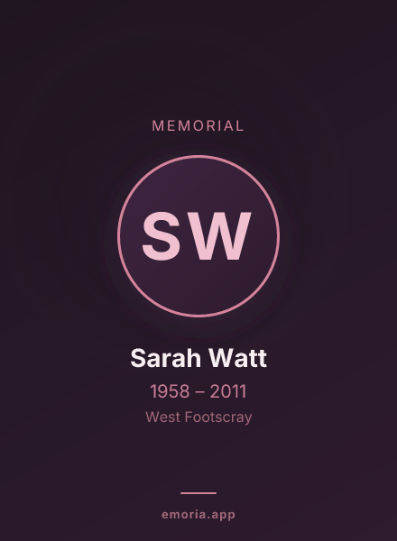 Memorial portrait of Sarah Watt