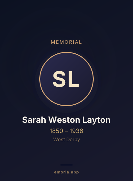 Memorial portrait of Sarah Weston Layton