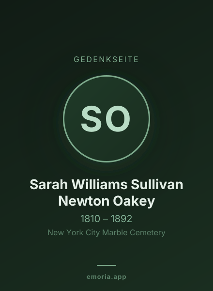 Gedenkportrait von Sarah Williams Sullivan Newton Oakey