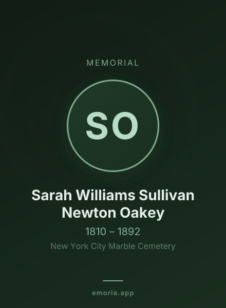 Memorial portrait of Sarah Williams Sullivan Newton Oakey