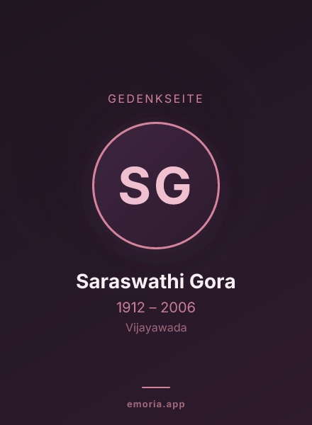 Gedenkportrait von Saraswathi Gora