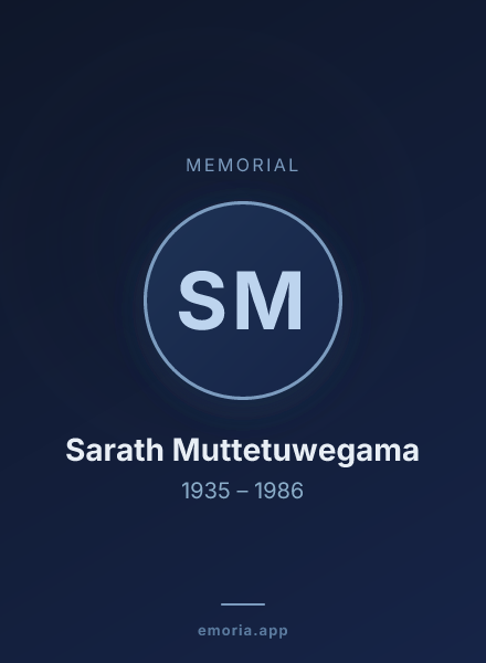 Memorial portrait of Sarath Muttetuwegama