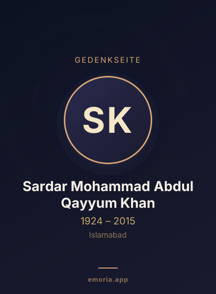 Gedenkportrait von Sardar Mohammad Abdul Qayyum Khan