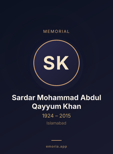 Memorial portrait of Sardar Mohammad Abdul Qayyum Khan