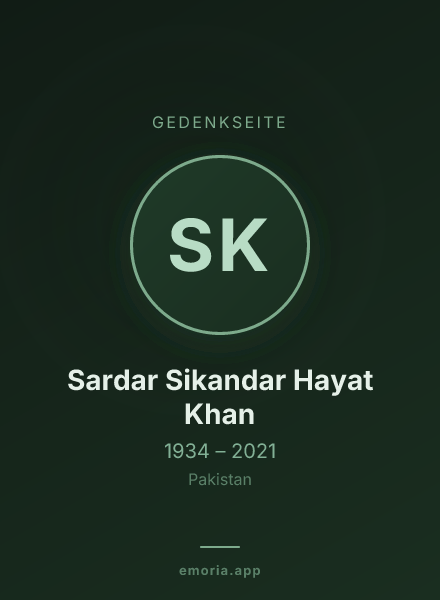 Gedenkportrait von Sardar Sikandar Hayat Khan