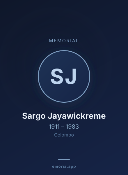 Memorial portrait of Sargo Jayawickreme
