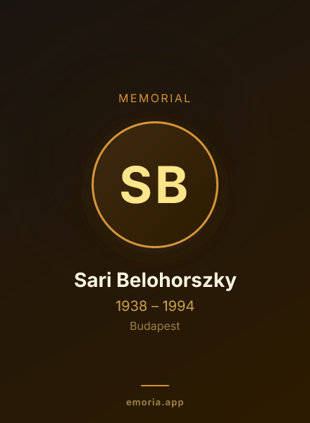Memorial portrait of Sari Belohorszky