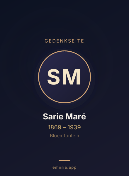 Gedenkportrait von Sarie Maré