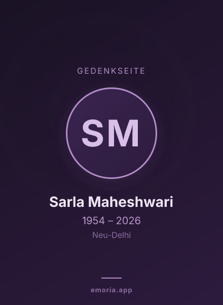 Gedenkportrait von Sarla Maheshwari