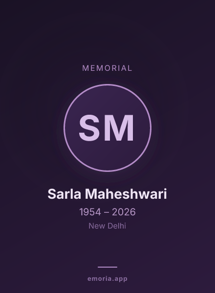 Memorial portrait of Sarla Maheshwari