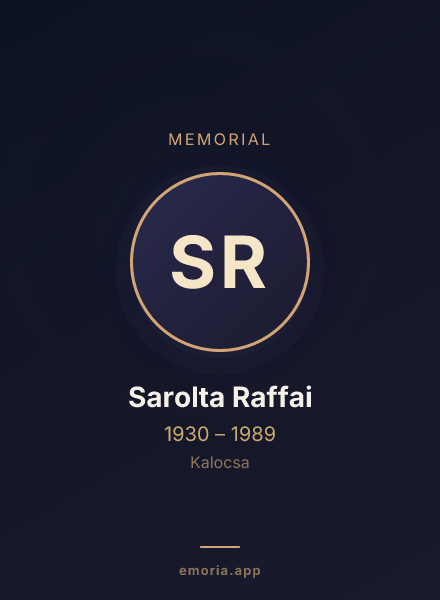 Memorial portrait of Sarolta Raffai