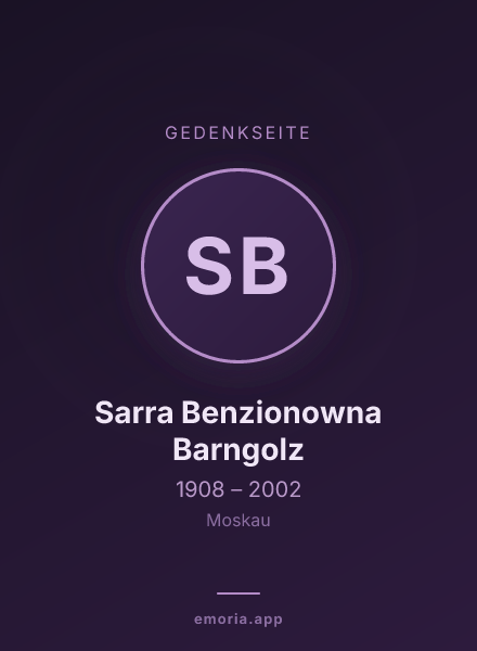 Gedenkportrait von Sarra Benzionowna Barngolz