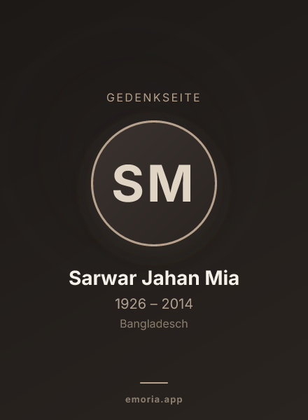 Gedenkportrait von Sarwar Jahan Mia