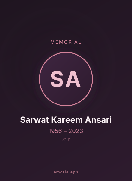 Memorial portrait of Sarwat Kareem Ansari