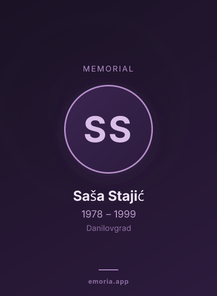 Memorial portrait of Saša Stajić