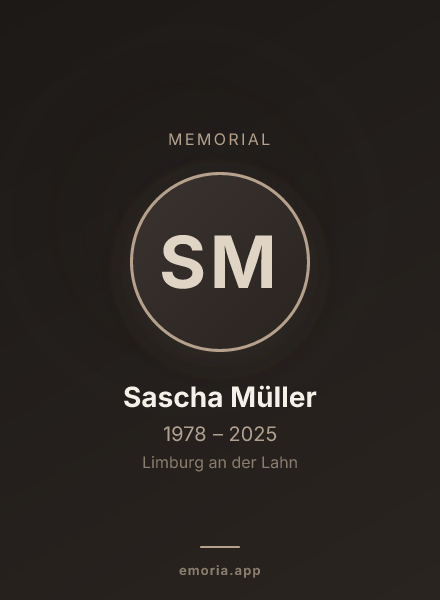 Memorial portrait of Sascha Müller