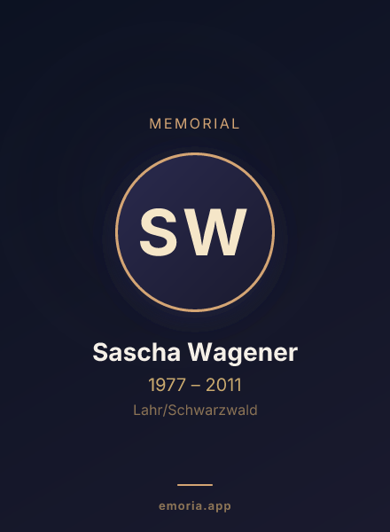 Memorial portrait of Sascha Wagener