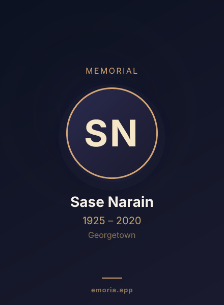Memorial portrait of Sase Narain