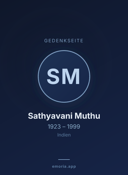 Gedenkportrait von Sathyavani Muthu