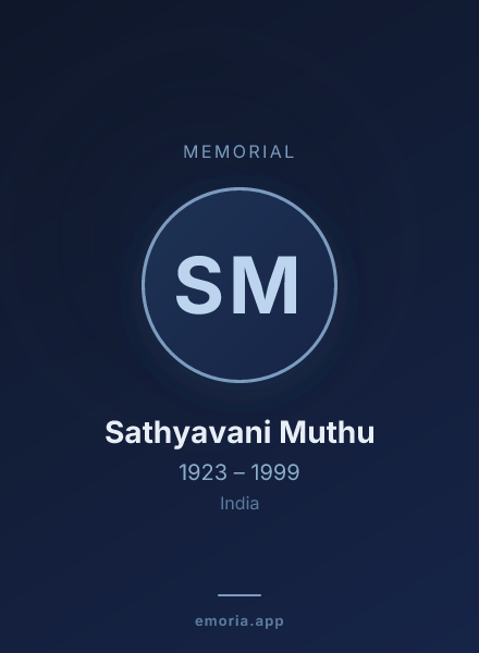 Memorial portrait of Sathyavani Muthu