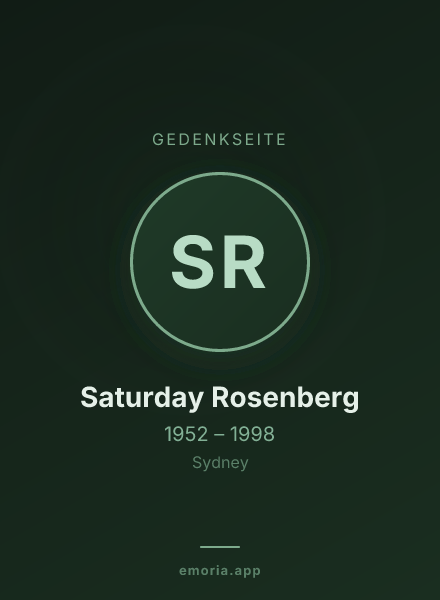 Gedenkportrait von Saturday Rosenberg