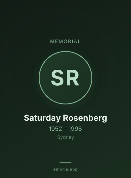 Memorial portrait of Saturday Rosenberg