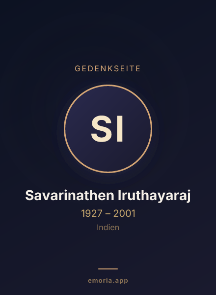 Gedenkportrait von Savarinathen Iruthayaraj