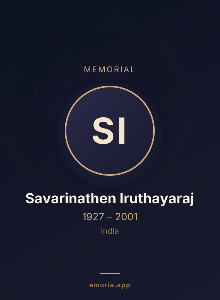 Memorial portrait of Savarinathen Iruthayaraj