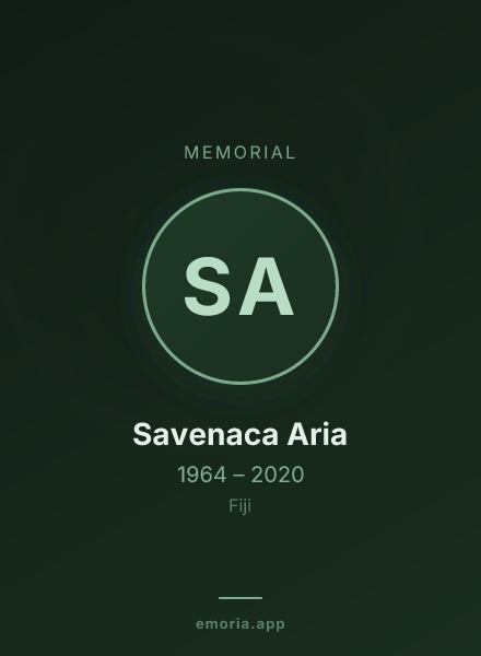 Memorial portrait of Savenaca Aria