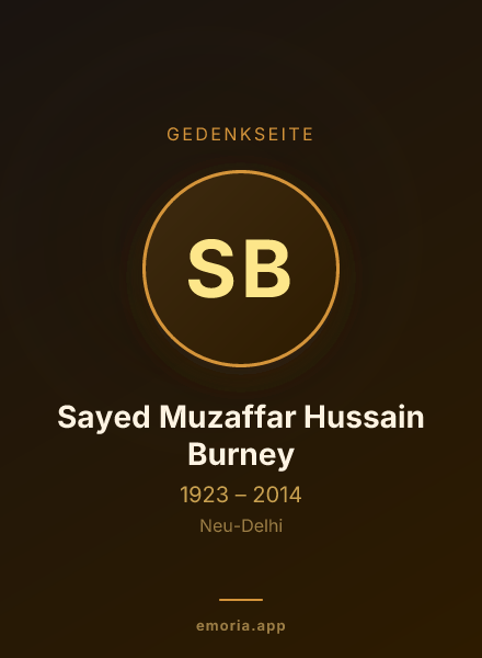 Gedenkportrait von Sayed Muzaffar Hussain Burney