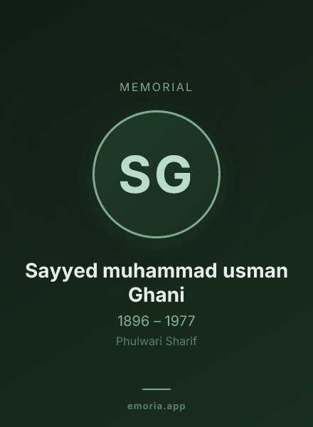 Memorial portrait of Sayyed muhammad usman Ghani