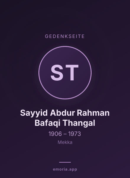 Gedenkportrait von Sayyid Abdur Rahman Bafaqi Thangal