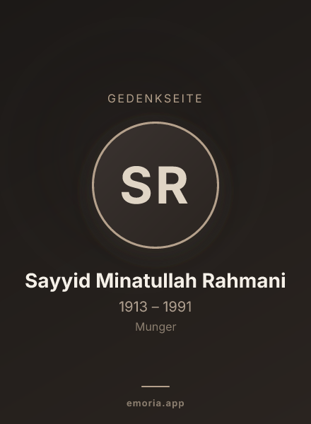 Gedenkportrait von Sayyid Minatullah Rahmani