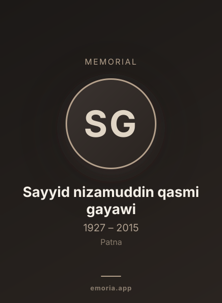 Memorial portrait of Sayyid nizamuddin qasmi gayawi