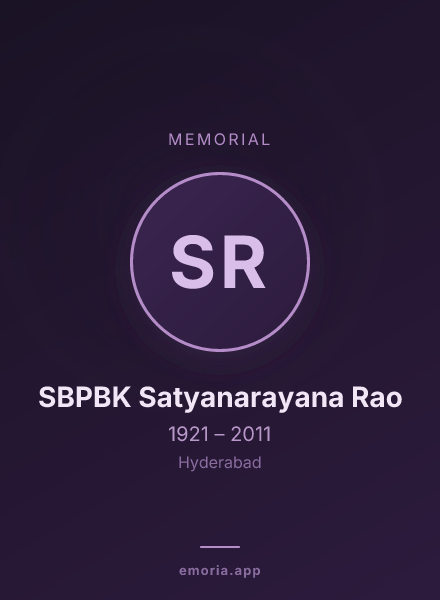 Memorial portrait of SBPBK Satyanarayana Rao