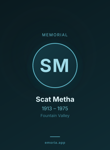 Memorial portrait of Scat Metha