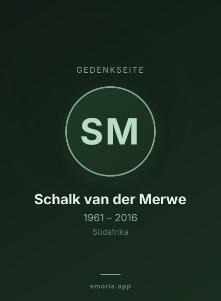 Gedenkportrait von Schalk van der Merwe
