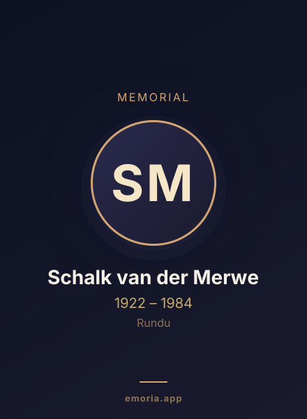 Memorial portrait of Schalk van der Merwe