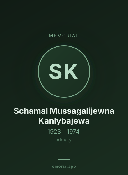 Memorial portrait of Schamal Mussagalijewna Kanlybajewa