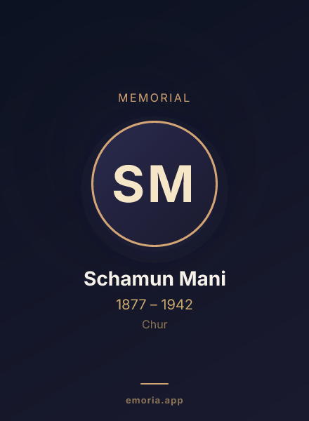 Memorial portrait of Schamun Mani